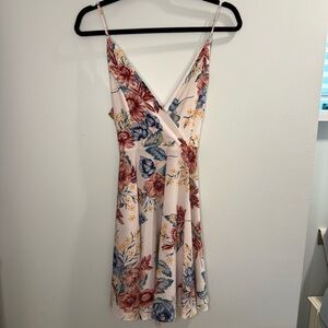 Love J - White Floral Dress with Tie - Size Medium